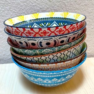 Bowl Set. Colorful patterns. Each one different. 6. Medium Sized. NWOT